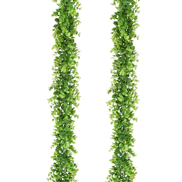 2 Pack Artificial Vines Hanging Eucalyptus Leaves Greenery Bush for Wedding Backdrop Arch Wall Decor Season’s Need Décor Faux Eucalyptus Hanging Plant 30 inches for Indoor Outdoor 